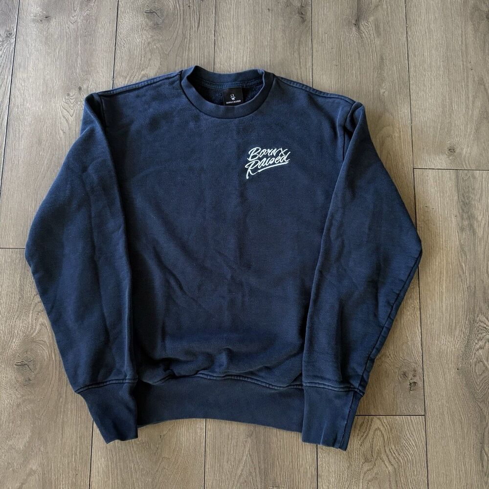 Born X Raised Streetwear Logo Navy Blue Men’s Crewneck Sweatshirt Heavyweight M